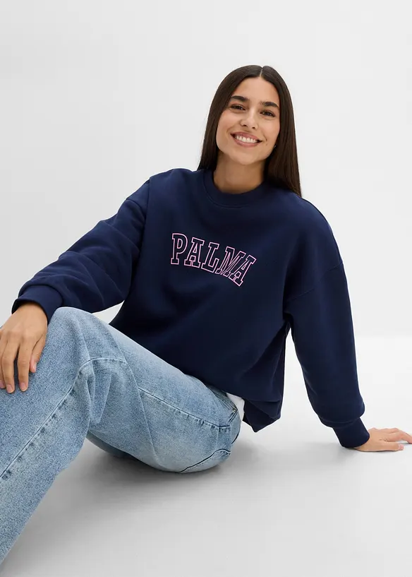 Oversized sweatshirt i bomullsmiks, bonprix