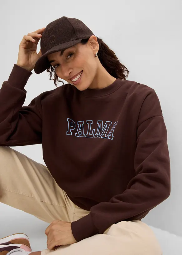 Oversized sweatshirt i bomullsmiks, bonprix