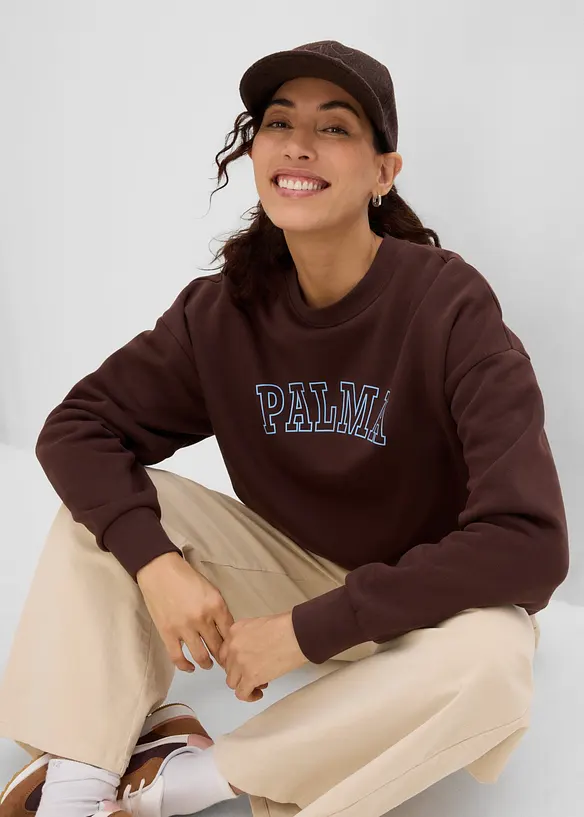 Oversized sweatshirt i bomullsmiks, bonprix