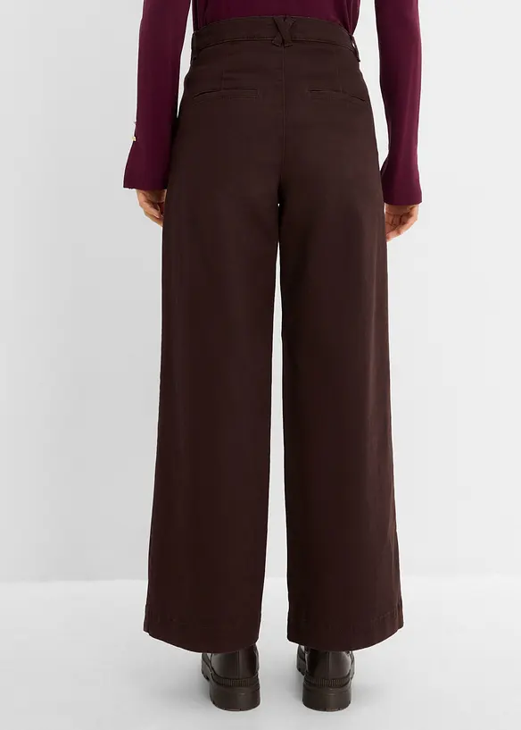 Wide leg bukse med legg og komfortlinning, bonprix
