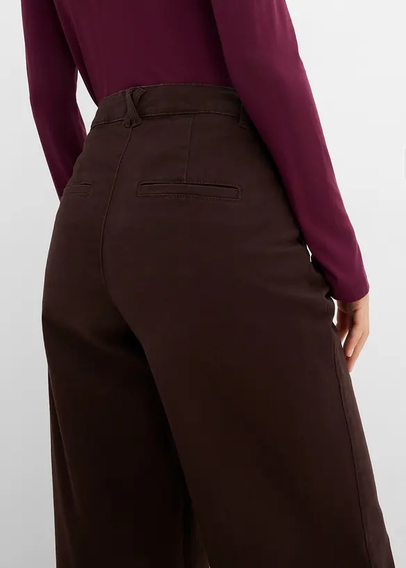 Wide leg bukse med legg og komfortlinning, bonprix
