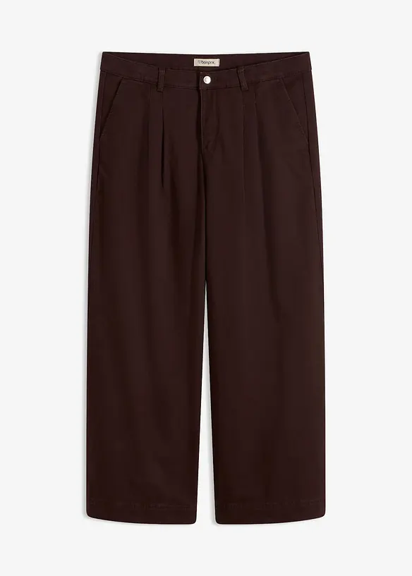 Wide leg bukse med legg og komfortlinning, bonprix