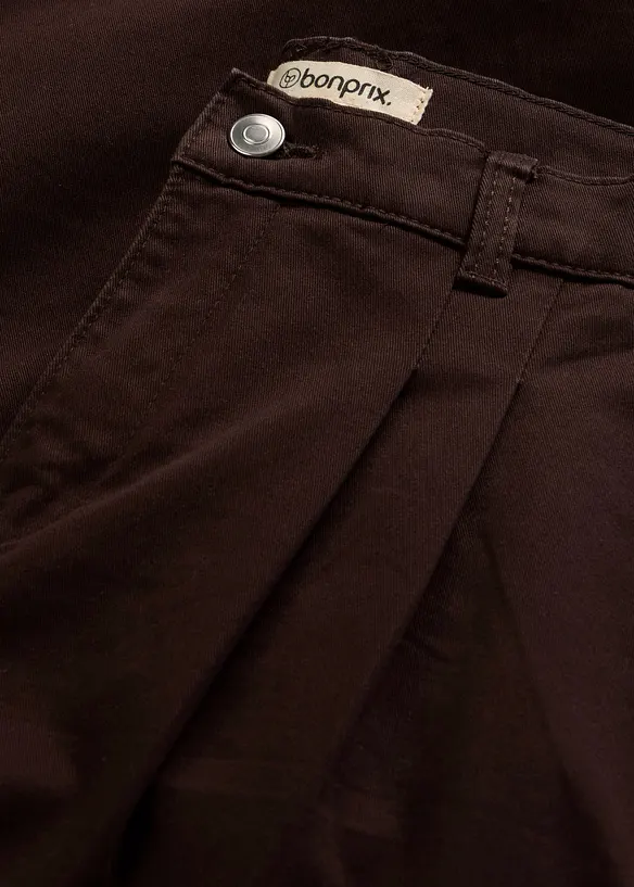 Wide leg bukse med legg og komfortlinning, bonprix
