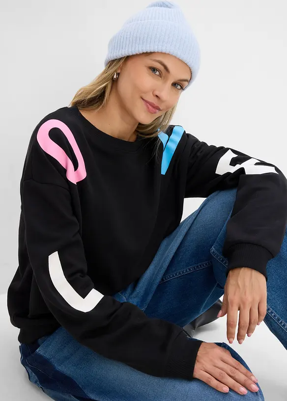 Oversized sweatshirt i myk bomullsmiks, bonprix