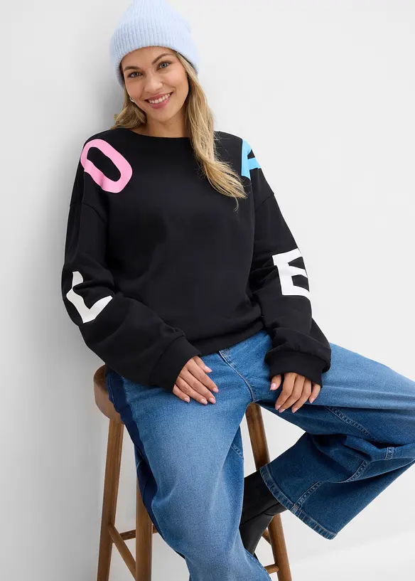 Oversized sweatshirt i myk bomullsmiks, bonprix