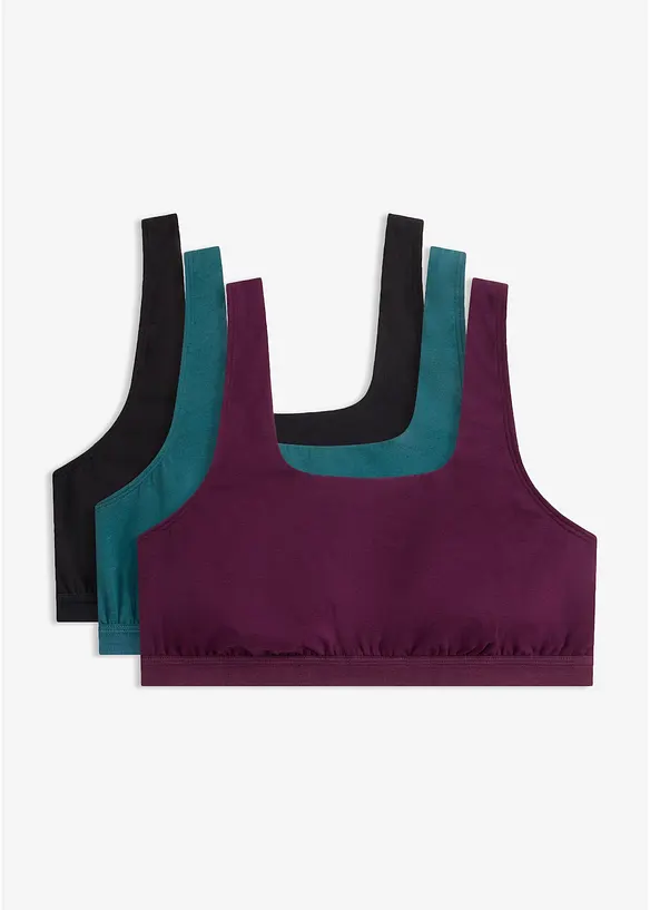 BH-topp med &oslash;kologisk bomull (3-pack), bonprix