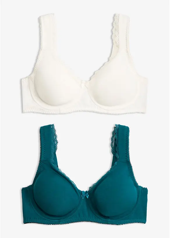 Minimizer-T-skjorte-BH med b&oslash;yler og &oslash;kologisk bomull (2-pack), bonprix