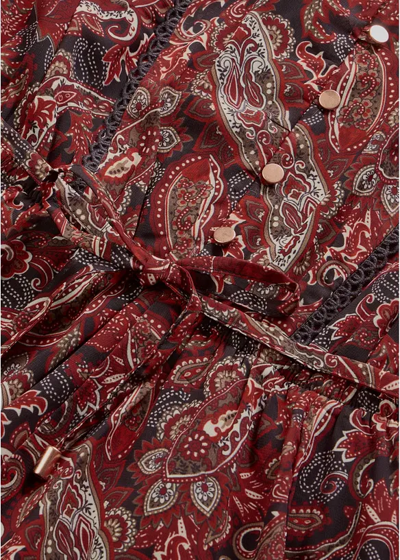 Paisleym&oslash;nstret chiffonkjole, bonprix