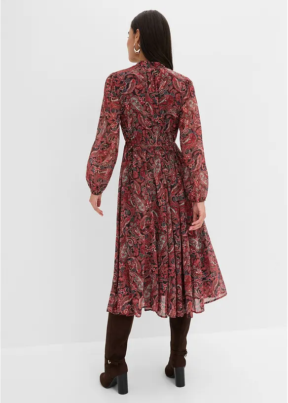 Paisleym&oslash;nstret chiffonkjole, bonprix