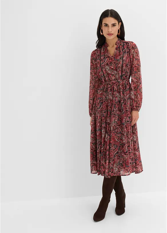 Paisleym&oslash;nstret chiffonkjole, bonprix