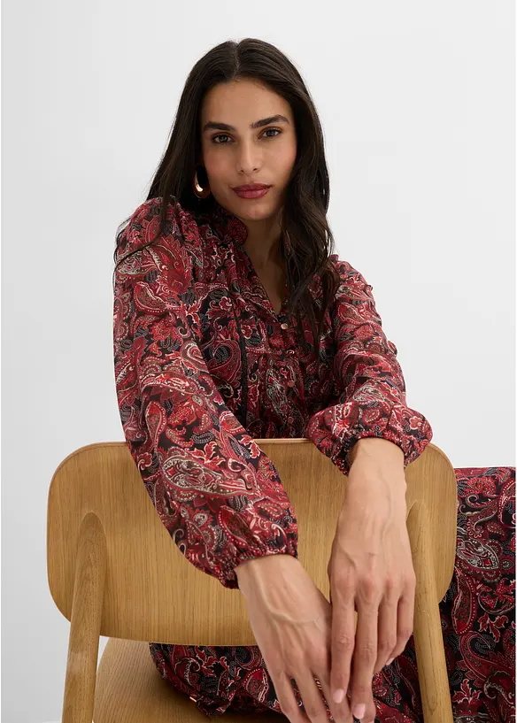 Paisleym&oslash;nstret chiffonkjole, bonprix