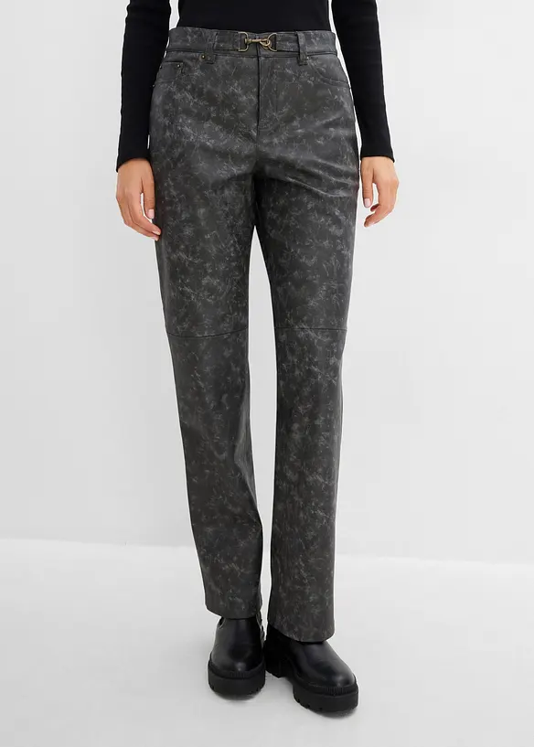 Bukse i imitert skinn og used look, bonprix