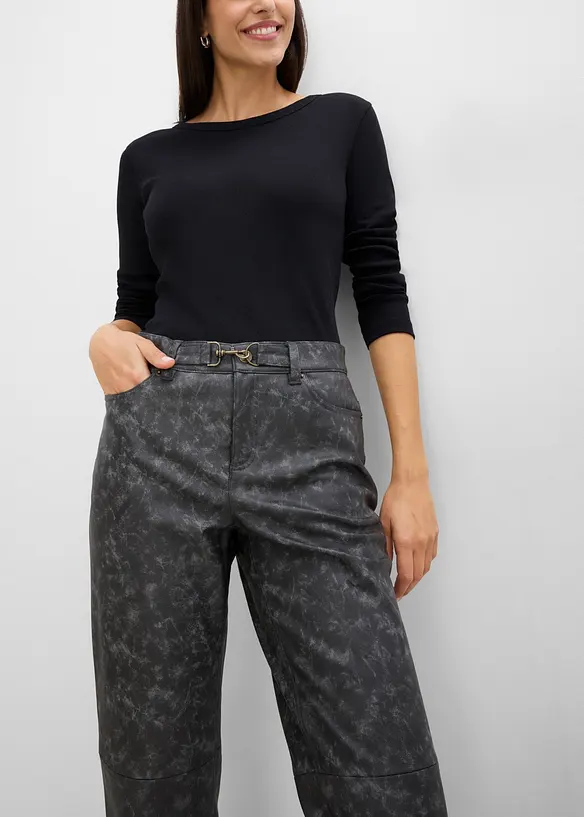Bukse i imitert skinn og used look, bonprix