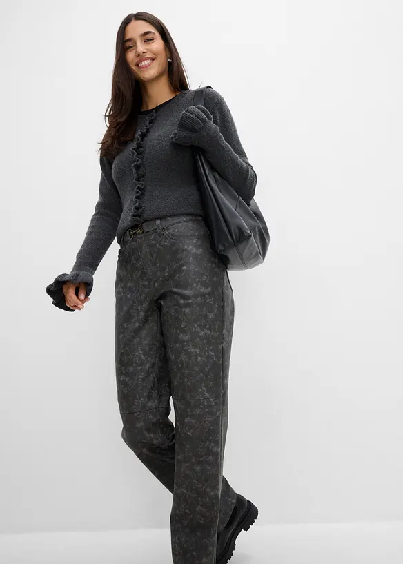 Bukse i imitert skinn og used look, bonprix