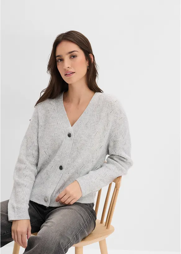 Cardigan med hullm&oslash;nster, bonprix