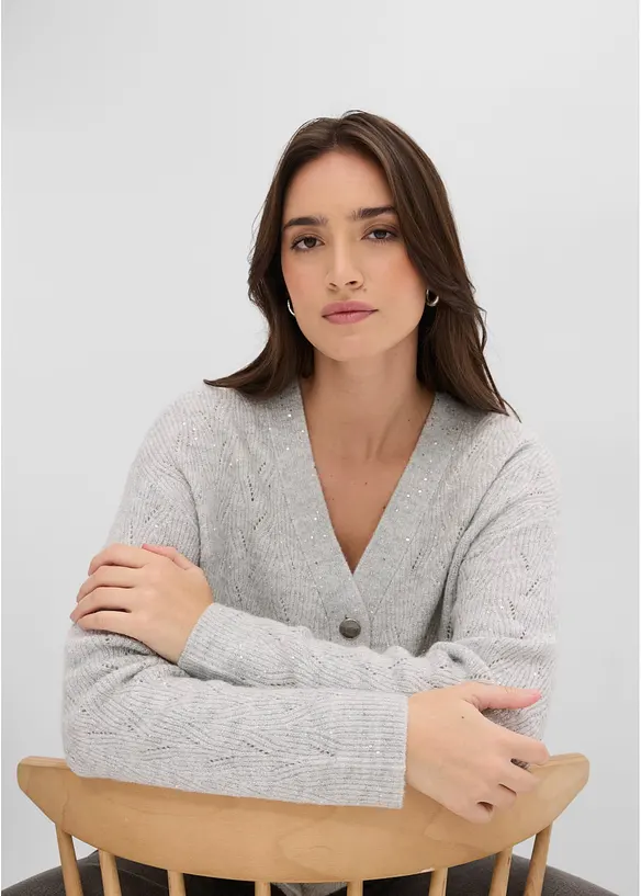 Cardigan med hullm&oslash;nster, bonprix