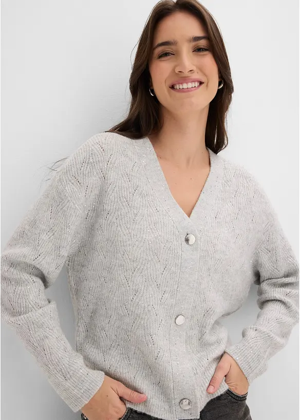 Cardigan med hullm&oslash;nster, bonprix