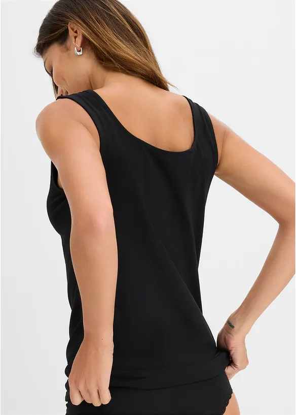 Singlet med &oslash;kologisk bomull og blonder (2-pack), bonprix