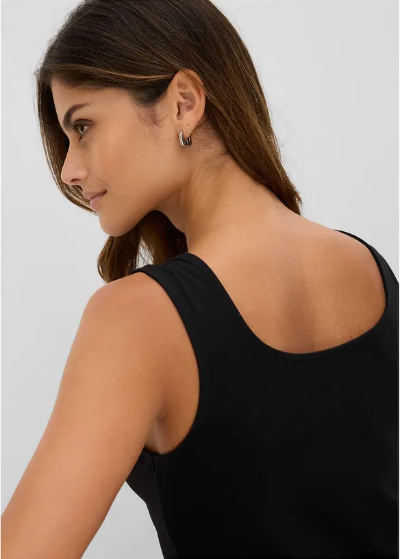 Singlet med &oslash;kologisk bomull og blonder (2-pack), bonprix
