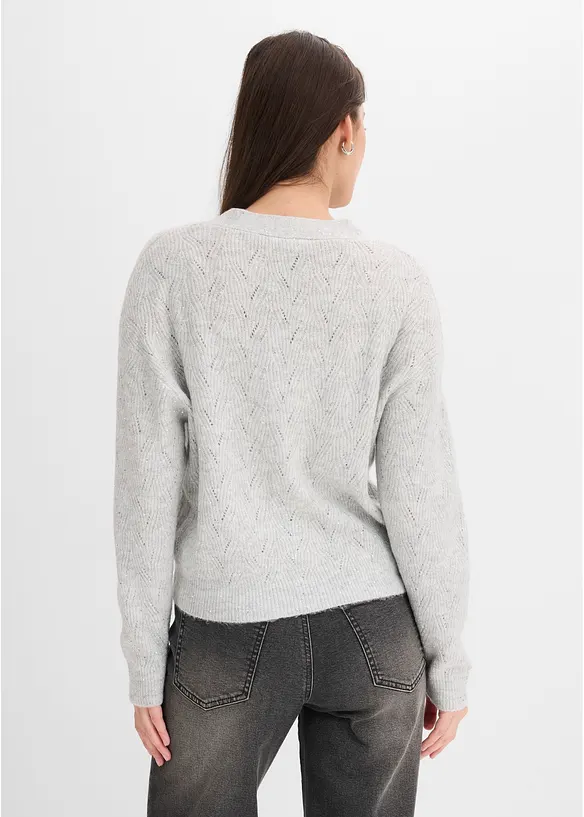 Cardigan med hullm&oslash;nster, bonprix