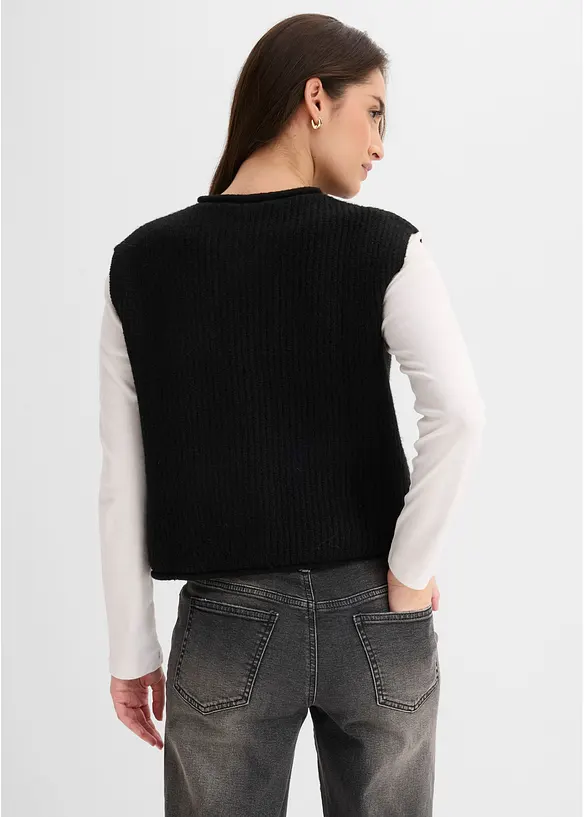 Strikkevest med dekorative knapper, bonprix