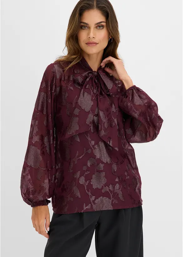 Sl&oslash;yfe-bluse med broderi, bonprix