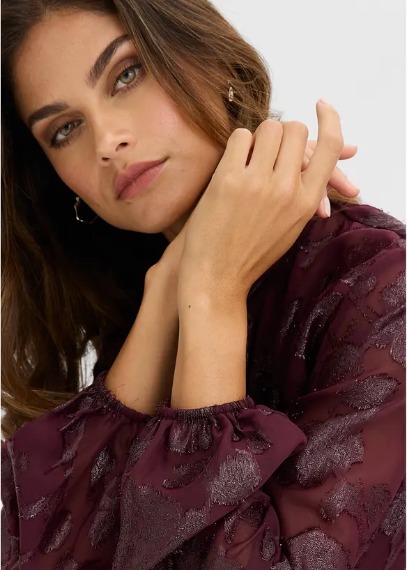 Sl&oslash;yfe-bluse med broderi, bonprix