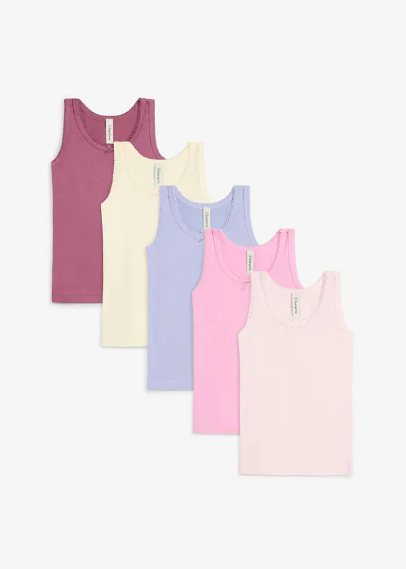 Singlet i &oslash;kologisk bomull (5-pack), bonprix