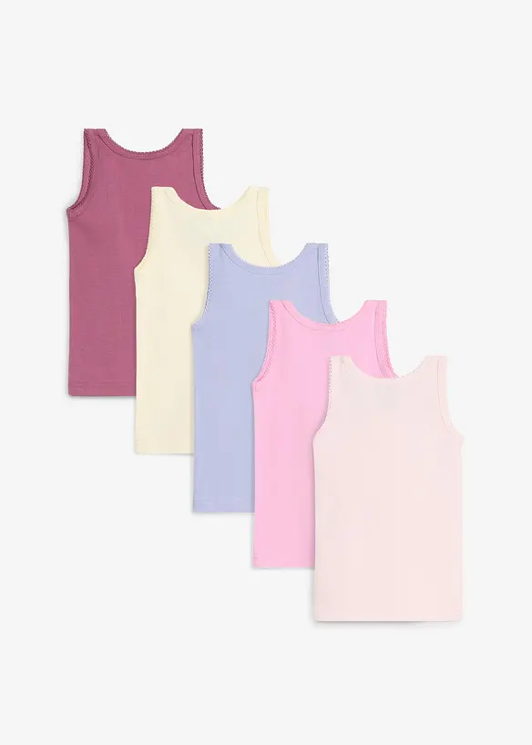 Singlet i &oslash;kologisk bomull (5-pack), bonprix