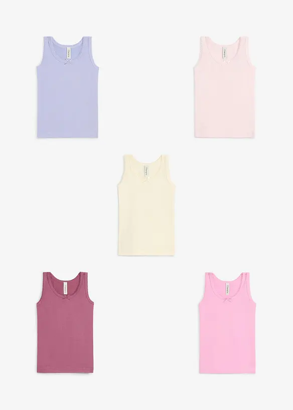 Singlet i &oslash;kologisk bomull (5-pack), bonprix