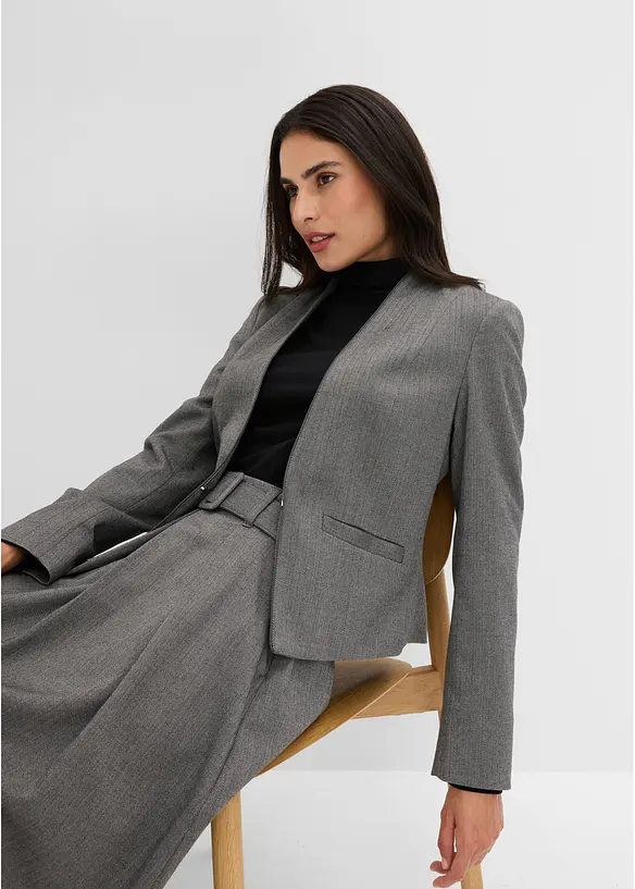 Blazer med fiskebensm&oslash;nster i ullstil, bonprix