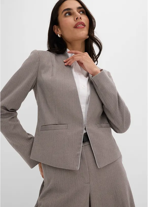 Blazer med fiskebensm&oslash;nster i ullstil, bonprix