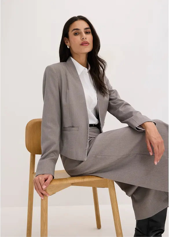 Blazer med fiskebensm&oslash;nster i ullstil, bonprix