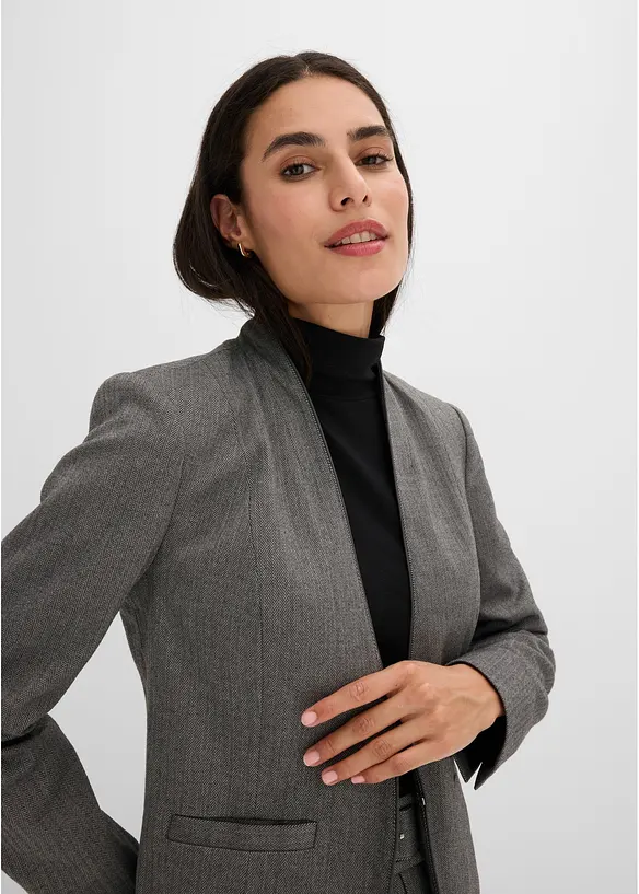 Blazer med fiskebensm&oslash;nster i ullstil, bonprix