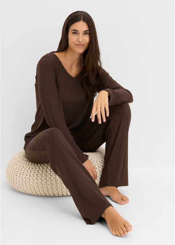 Pyjamas i myk pointellejersey, bonprix