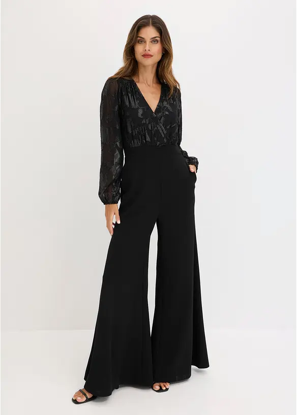 Jumpsuit med glansfullt broderi, bonprix