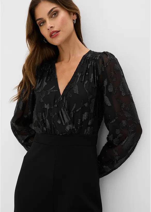 Jumpsuit med glansfullt broderi, bonprix