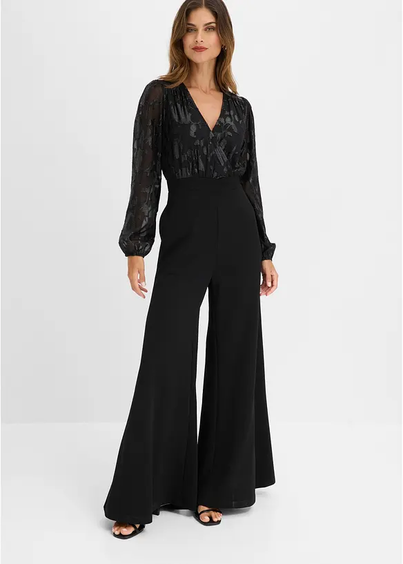 Jumpsuit med glansfullt broderi, bonprix