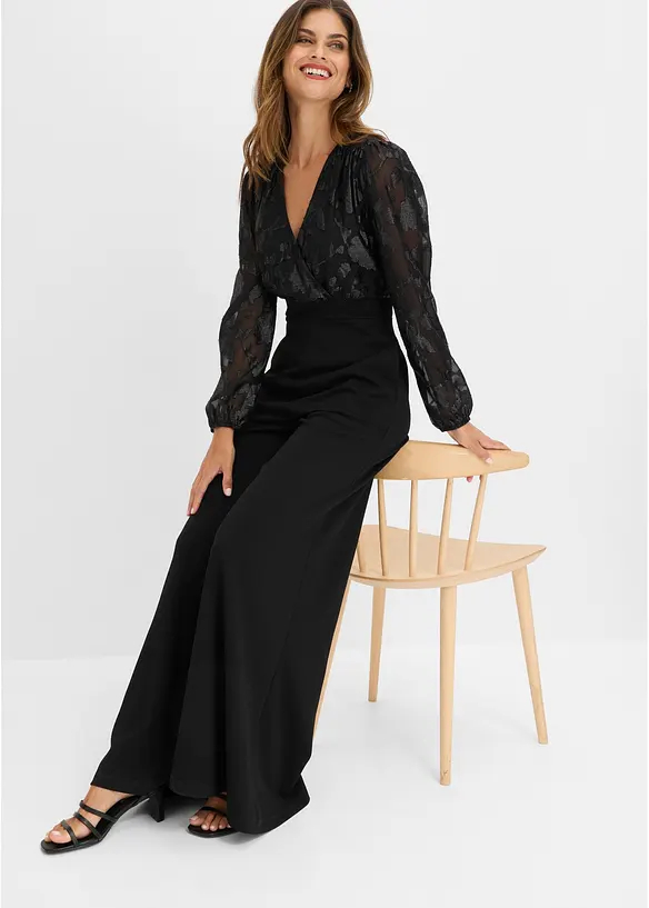 Jumpsuit med glansfullt broderi, bonprix