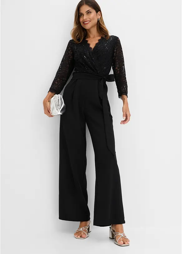 Jumpsuit med blonder, bonprix
