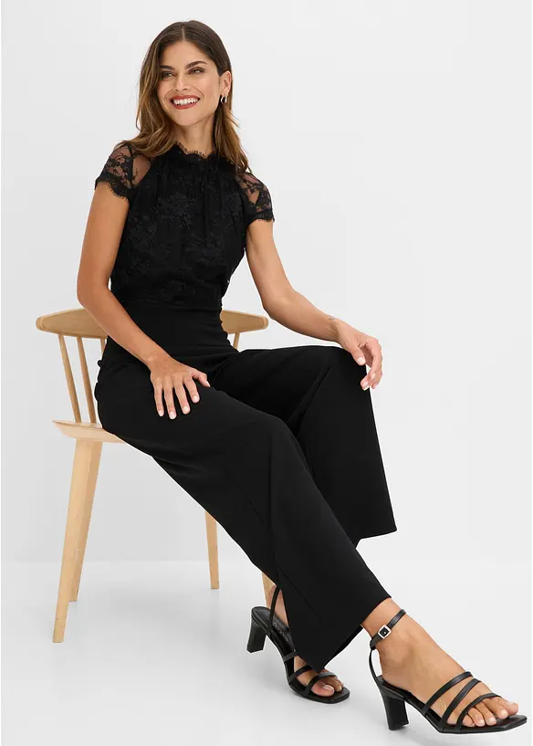 Jumpsuit med blonde, bonprix