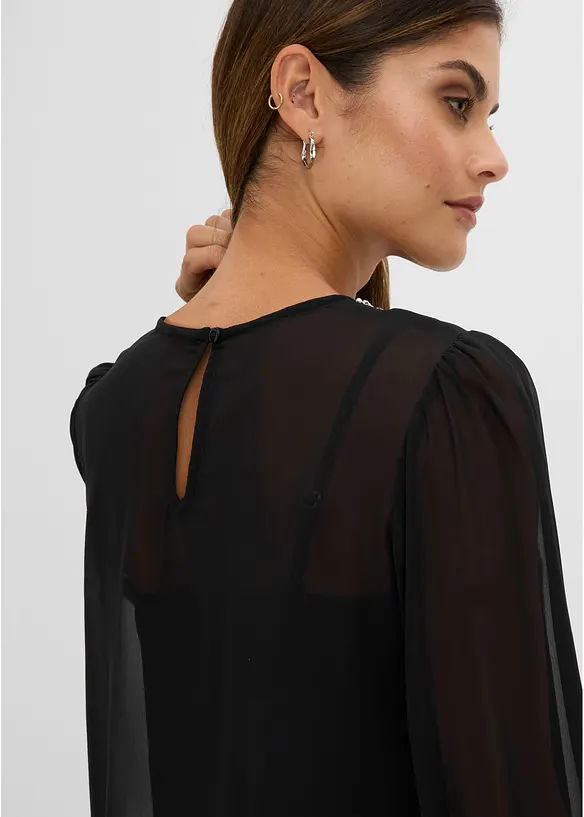 Chiffonbluse med strasspynt, bonprix