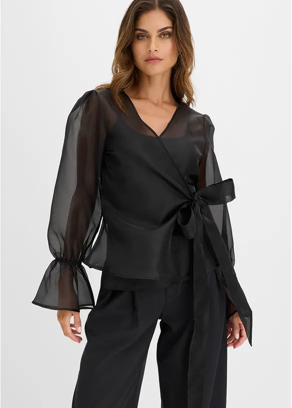 Bluse av glansfull tyll, bonprix