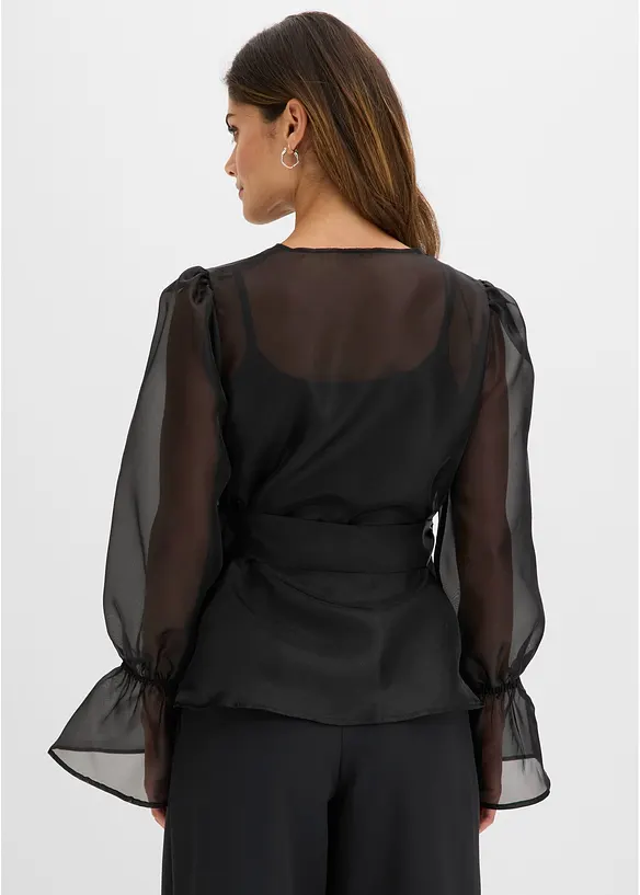 Bluse av glansfull tyll, bonprix