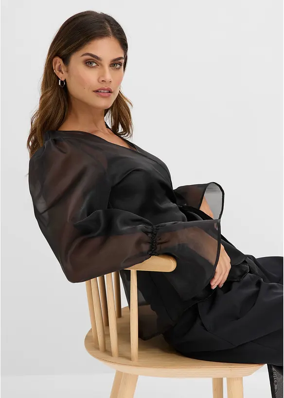 Bluse av glansfull tyll, bonprix
