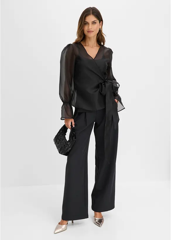 Bluse av glansfull tyll, bonprix