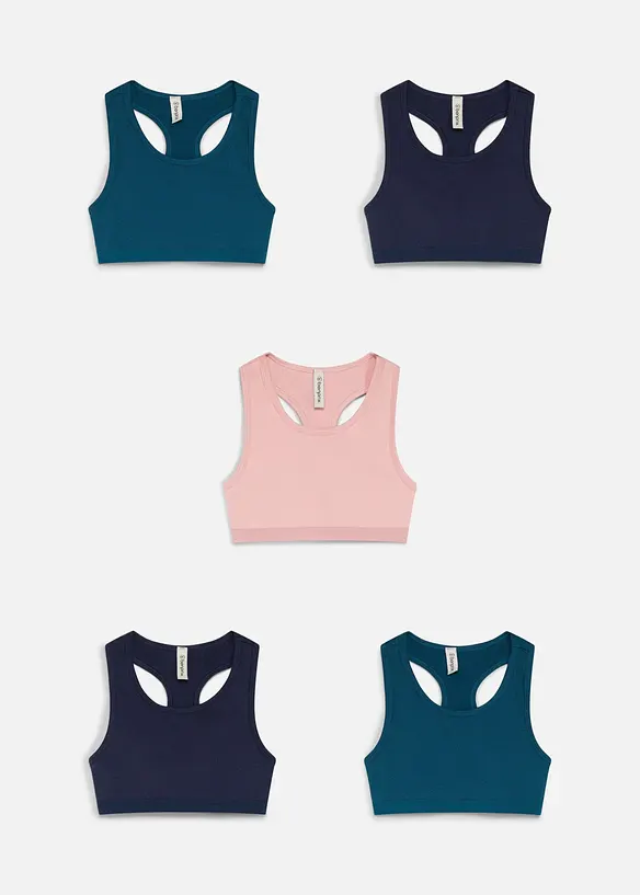 Bustier av myk &oslash;kologisk bomullsmiks (5-pack), bonprix