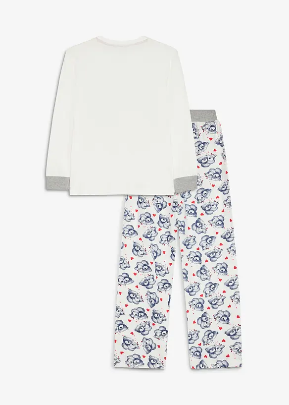 Pyjamas av &oslash;kologisk bomull med flanellapplikasjon (2-delt sett), bonprix