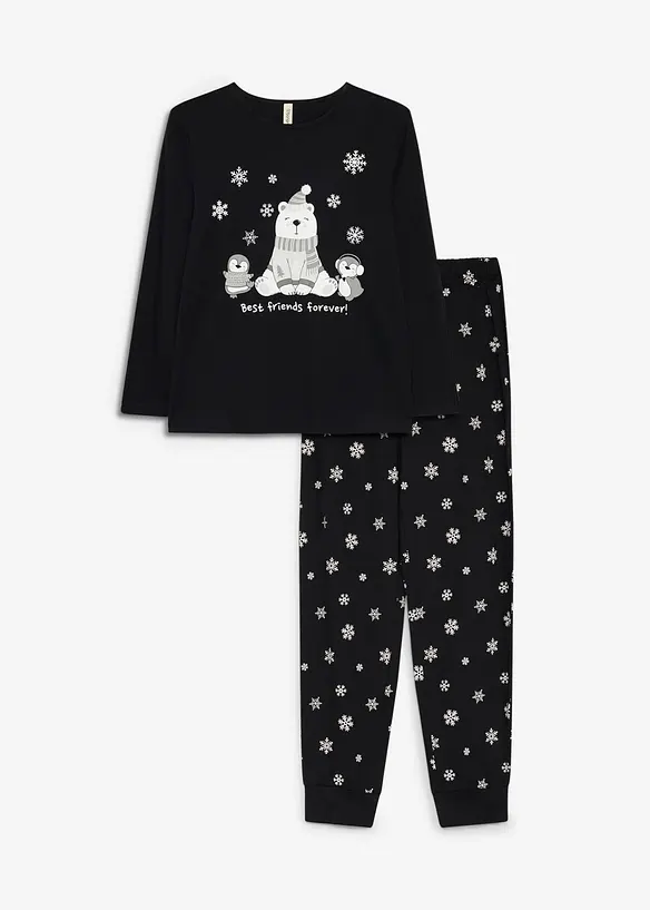 Pyjamas i 100% bomull med sovemaske, bonprix