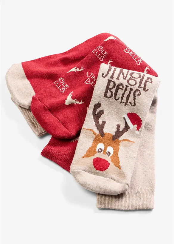 Varme julesokker med frott&eacute; p&aring; innsiden (3-pack), bonprix